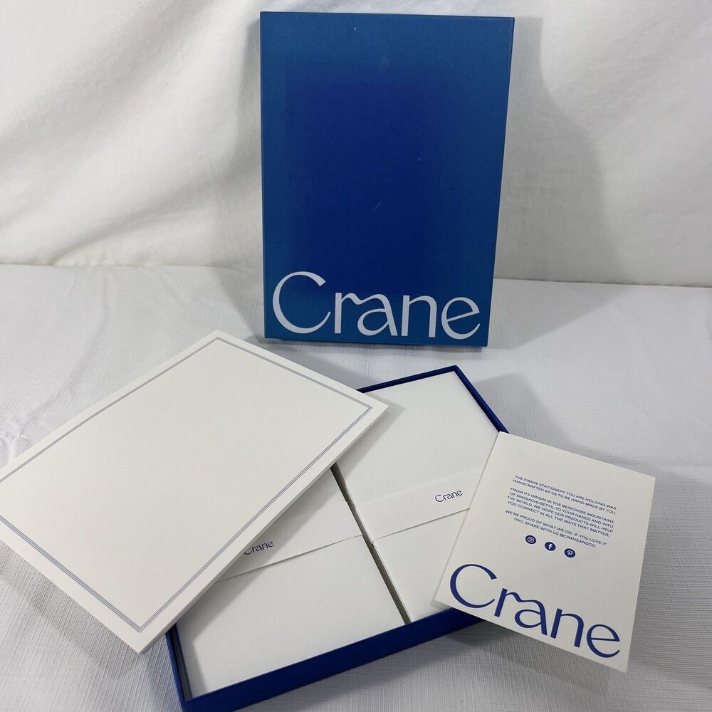 Crane Stationery- CH-3302 - Navy Triple Hairline on Pearl White with Kid Finish